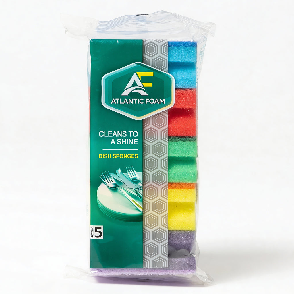 Foam Dish Sponges, 5 pcs in Pack Double-Sided Kitchen Cleaning Sponges, Non-Scratch Scrub Sponge for Dishes, Pots, Pans, Sink & Countertops, Durable Household Cleaning Sponge