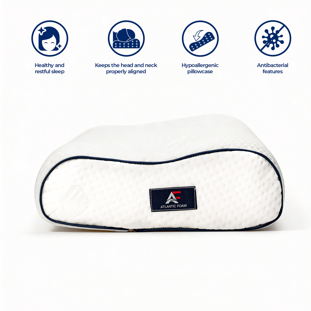 Memory Foam Cervical Pillow, Orthopedic Contour Pillow with Dual Height Options, Removable Tencel Cover, Ergonomic Neck Support for Back and Side Sleepers