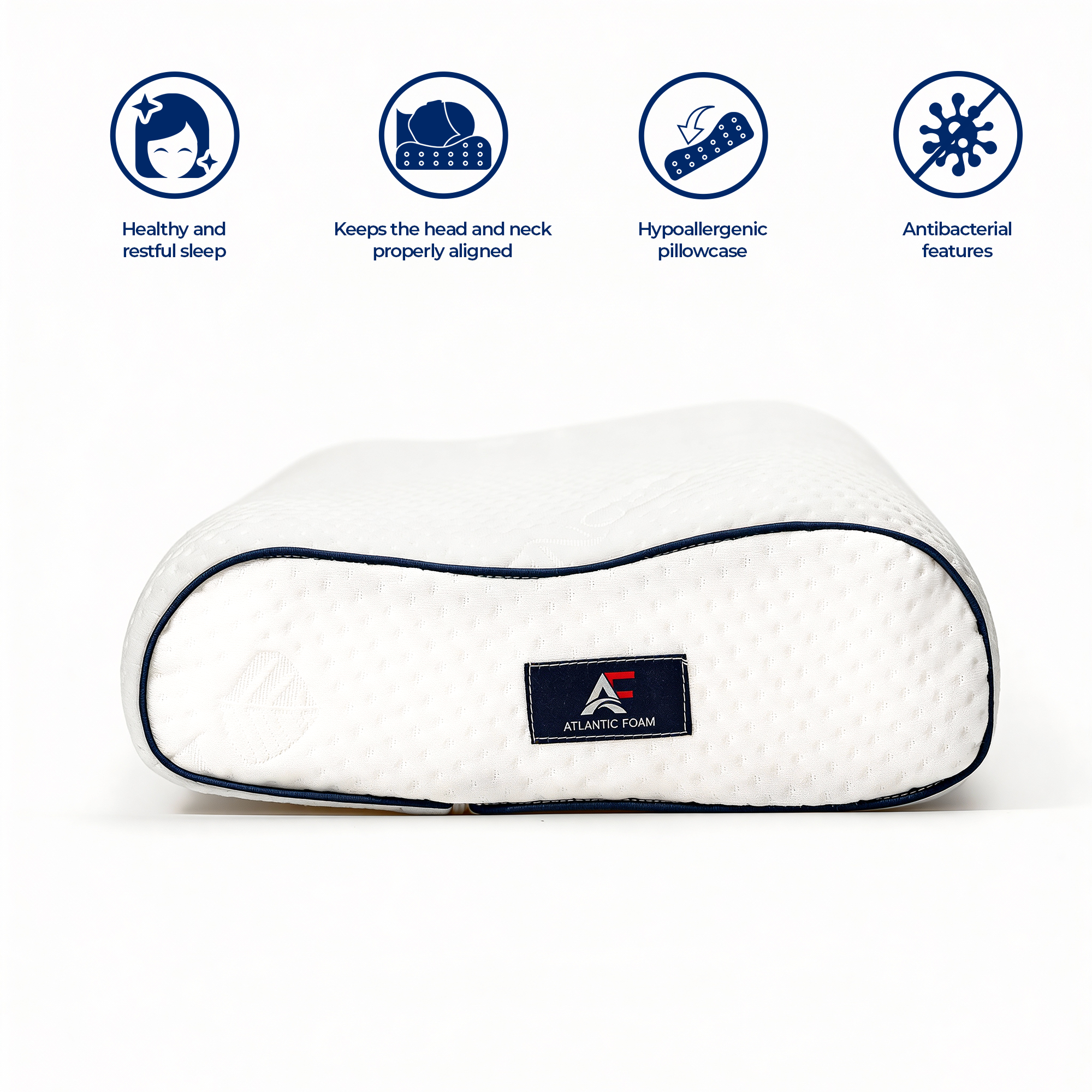 Memory Foam Cervical Pillow, Orthopedic Contour Pillow with Dual Height Options, Removable Tencel Cover, Ergonomic Neck Support for Back and Side Sleepers
