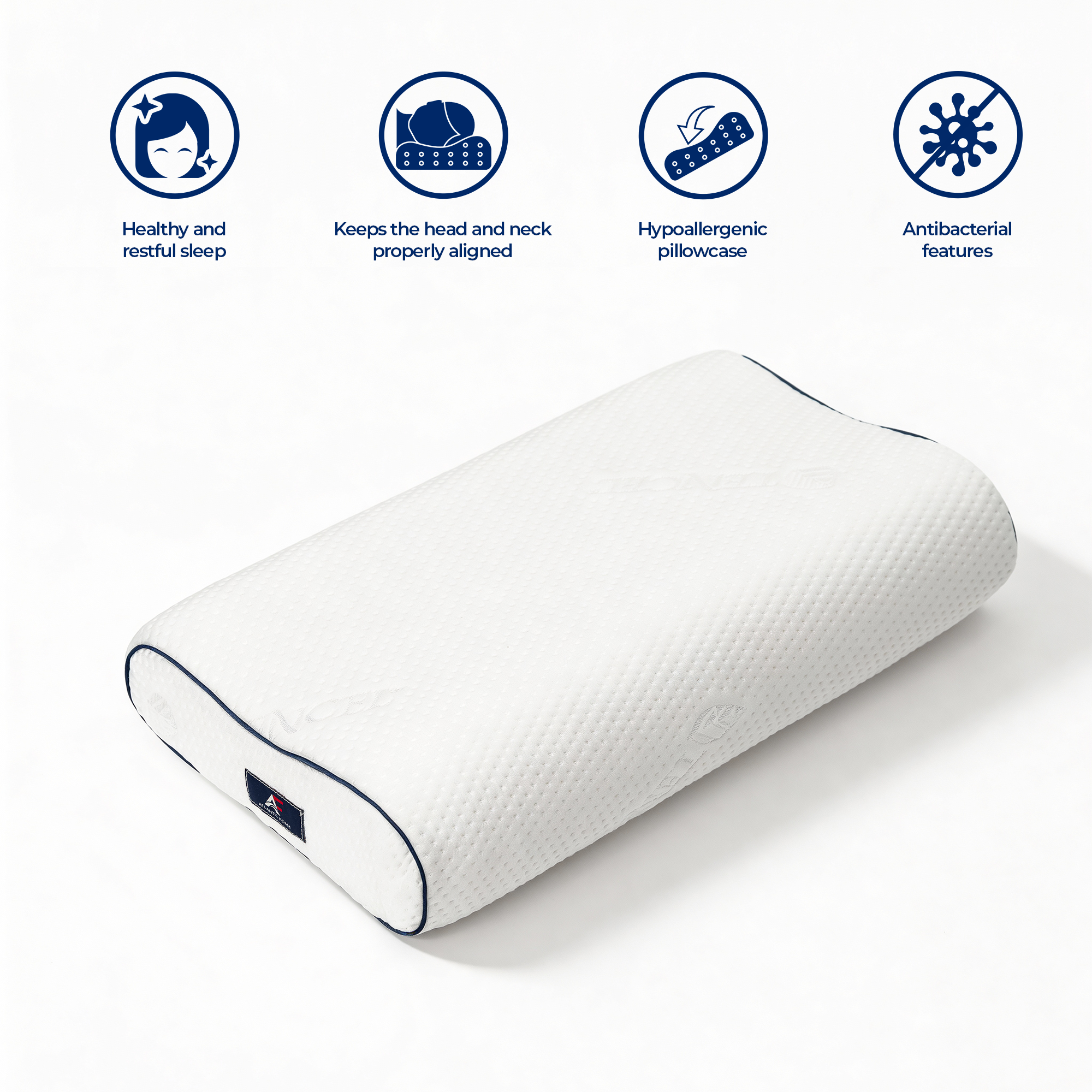 Memory Foam Cervical Pillow, Orthopedic Contour Pillow with Dual Height Options, Removable Tencel Cover, Ergonomic Neck Support for Back and Side Sleepers