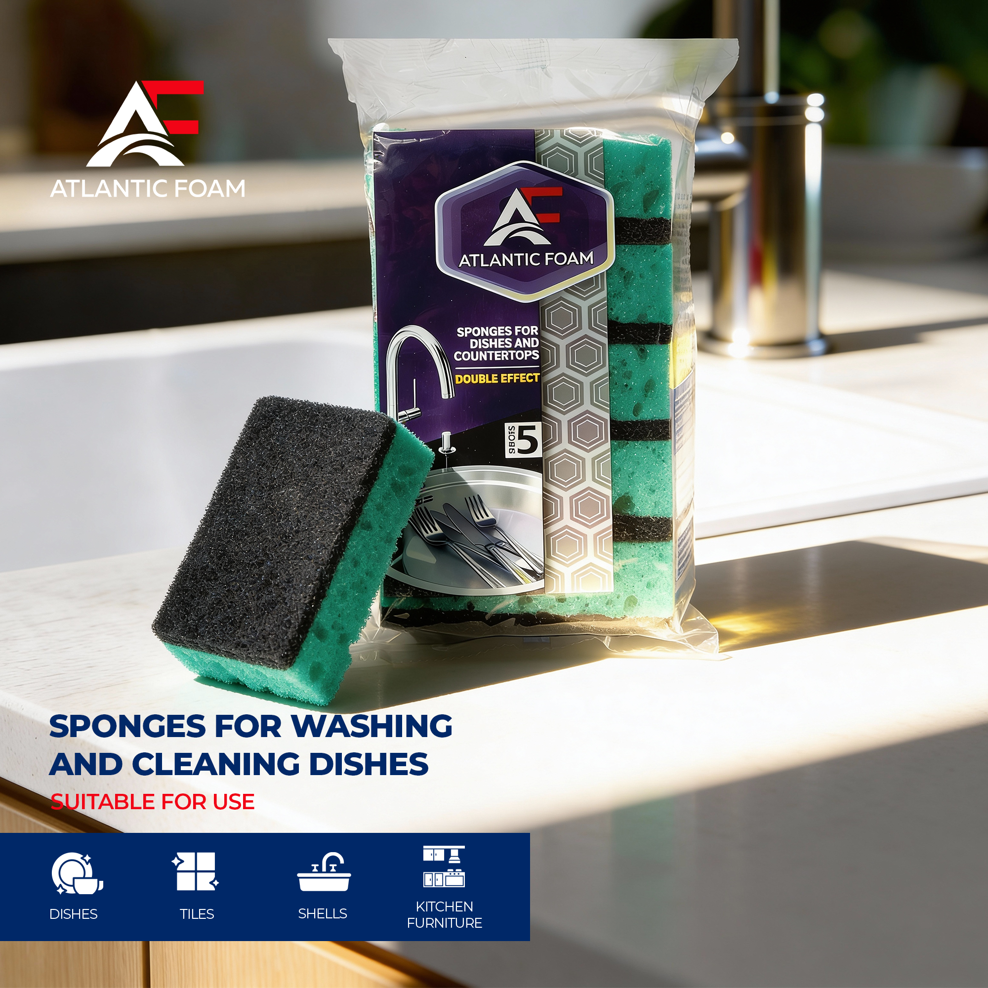 Atlantic Foam™ PowerScrub Heavy-Duty Sponge Set (5-Pack)